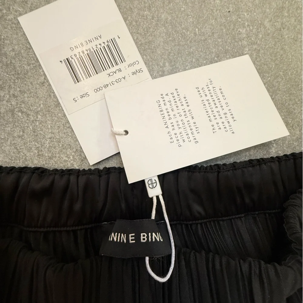 ANINE BING Black Billie Plissé Pleated Trousers Women’s Size Small NWT - Picture 10 of 14